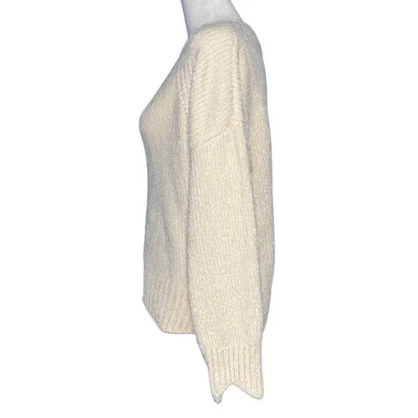 Altar'd State Cream‎ Chenille Knit Crew Neck Sweater Large Ivory Fuzzy Pullover - Image 4