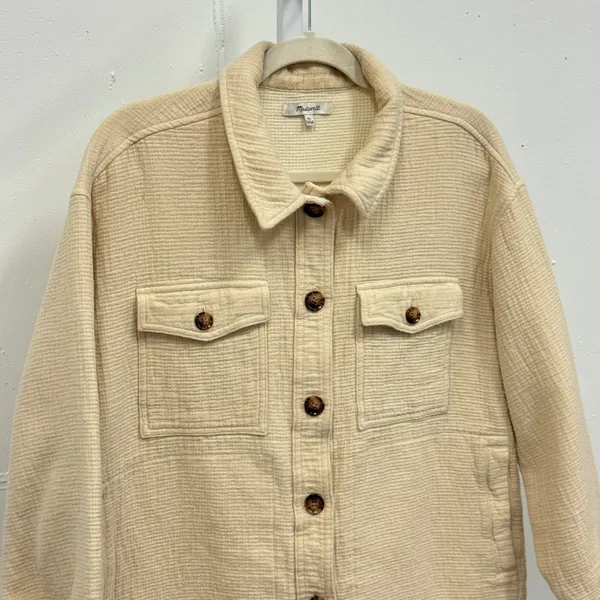 Madewell Waffleback Branner Shirt Jacket Shacket NC802 Faded Seagrass XL Neutral - Image 5