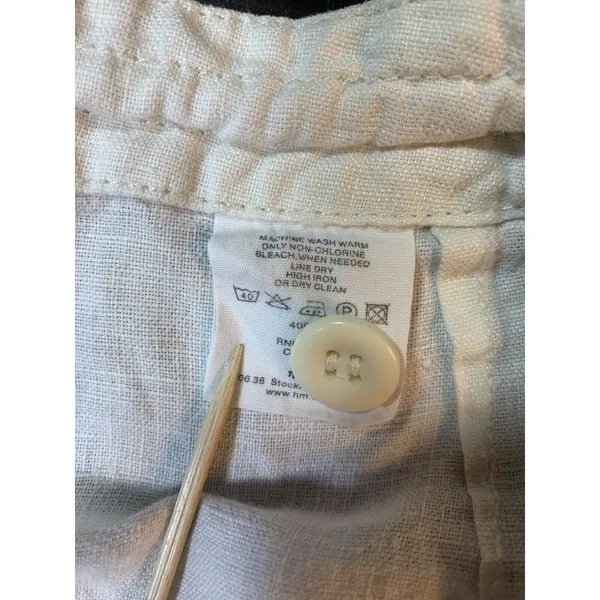 H&M‎ LOGG White Linen Blend Pants Women 33x29 Beachy Wedding Bride Resort Cruise - Image 5