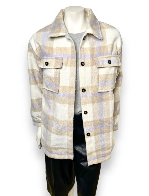BTFBM Long Sleeve Button Down Plaid Flannel Shaket Size Medium Multiple - Image 5