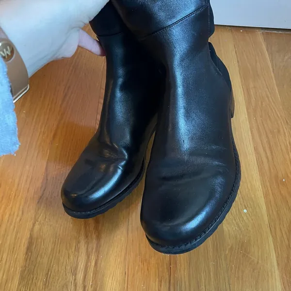 Stuart Weitzman 5050 Black Leather‎ Elastic Back Round Toe Tall Boots EU35.5 US5 - Image 8