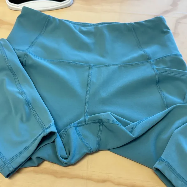RBX Teal Blue High Waisted Activewear 7/8 Cropped Leggings with Pockets Small - Image 6