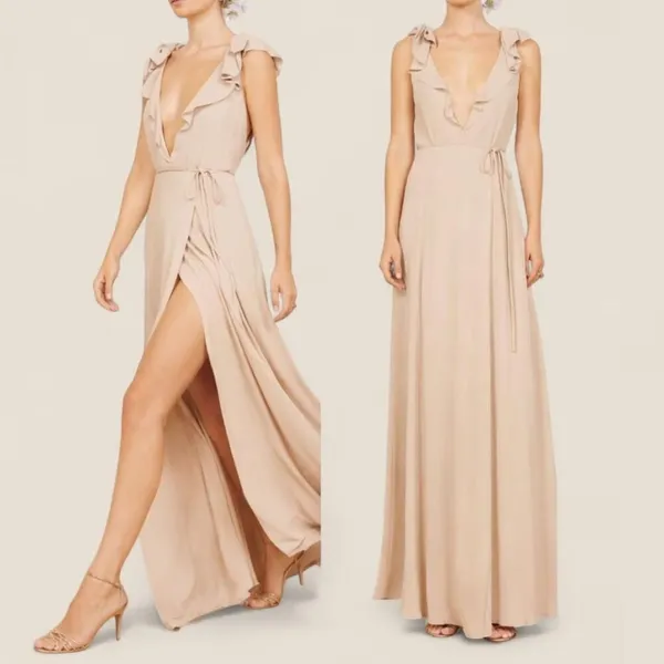 Reformation autumn wedding guest flowy ruffle maxi dress size large - Image 2