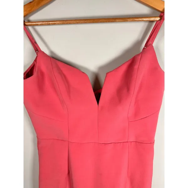 Bardot Kristen peplum Dress Women 6/S Pink Notched V-Neck Bodycon party - Image 3