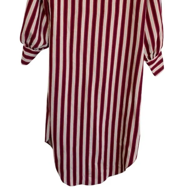 Zara Woman Burgundy Cream Striped Longline Wrap‎ Tunic Top XS - Image 11
