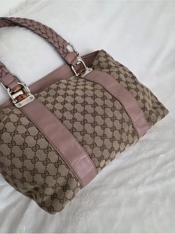Gucci Monogram Medium Bamboo Bar Tote - Image 4