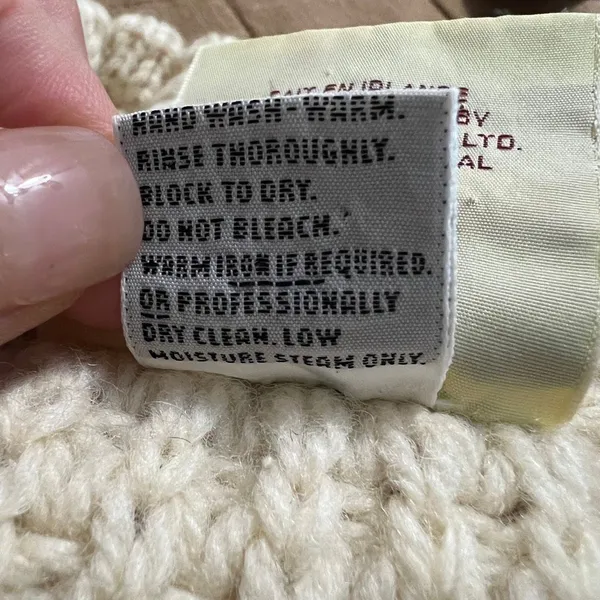 Bonner of Ireland Handloomed 100% Wool Aran Cable Knit Cardigan Cream XL - Image 7