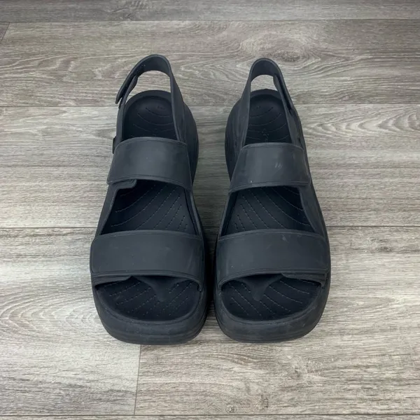 Crocs Skyline Platform Sandals Womens 9W Black Square Toe 360 Degree Comfort - Image 4