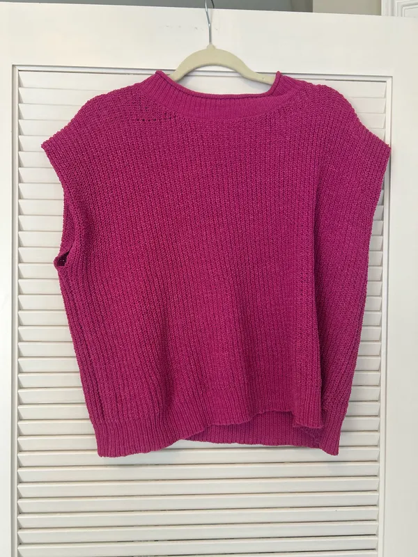 Fuchsia Knit Sweater Vest Pink - Image 3