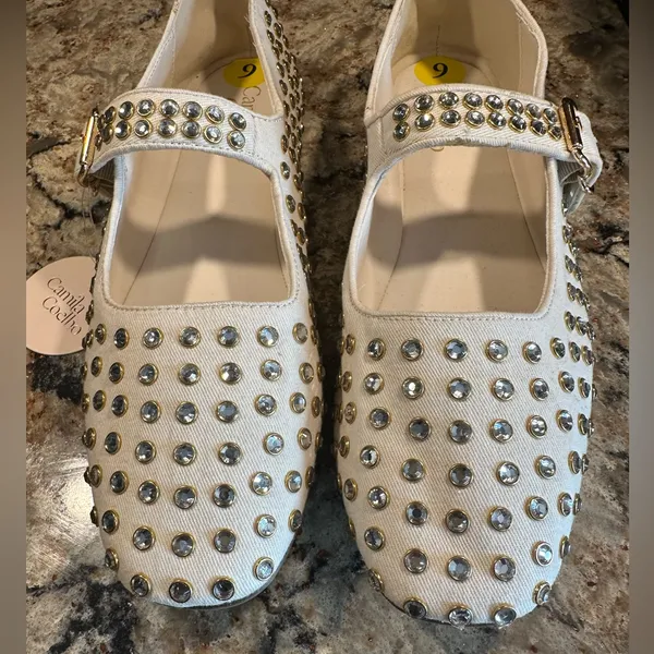 Camila Coelho Princess rhinestone Mary Jane flats Size 9 New Bling - Image 4