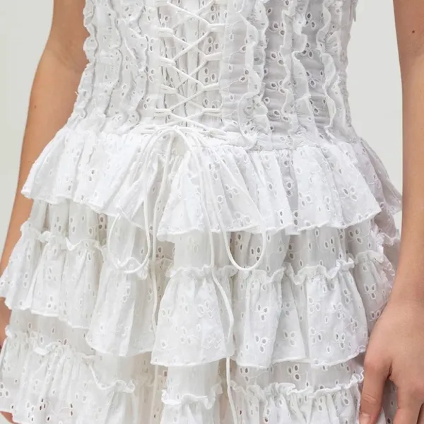 NWT Amy Jane London Iris Womens Eyelet Mini Dress - White Cotton S - Image 2