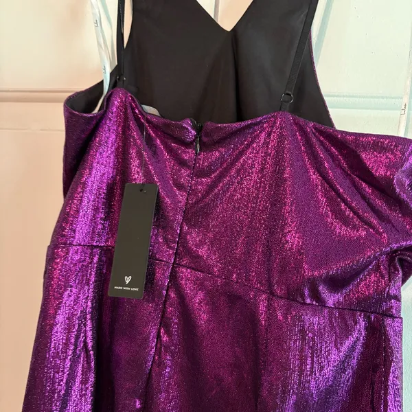 Lulu’s Cut the Line Magenta Shiny Cutout‎ One-Shoulder Mini Dress Size Large - Image 6