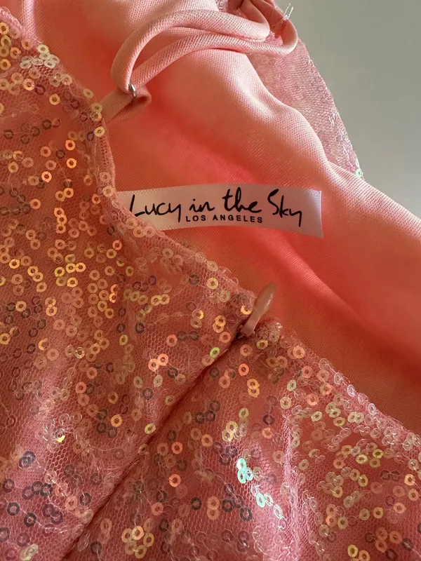Lucy in the Sky Mini Dress Pink Sequin - Image 4