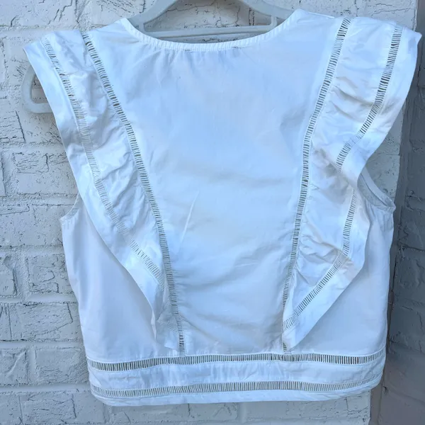 Anthropologie Blue Tassel Coretta Ruffle Blouse - Image 7