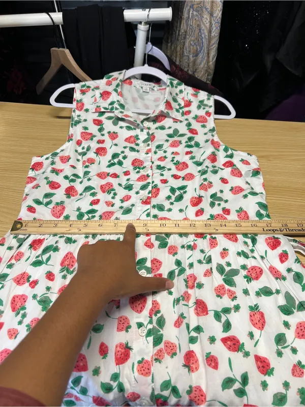 J.Crew Strawberry Print Collared Midi Dress Belted Size 10 - Image 15