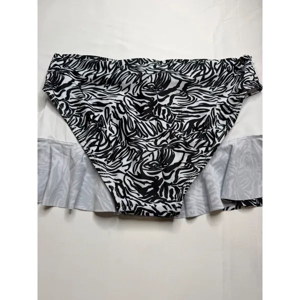 Halcurt Womens Zebra Abstract Ruched Ruffle Swim Skirt Built-in Brief Size S - Image 5