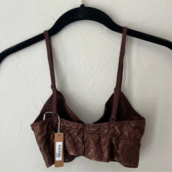 - Nwt Skims (B17) Logo Foil Mesh Skimpy Triangle Bralette In Coffee Xs - Image 2
