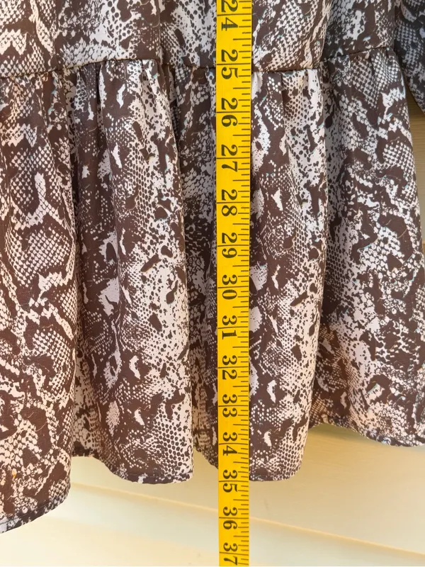 Peach Love California Snake Print Babydoll Dress Brown Cream USA Made L - Image 7