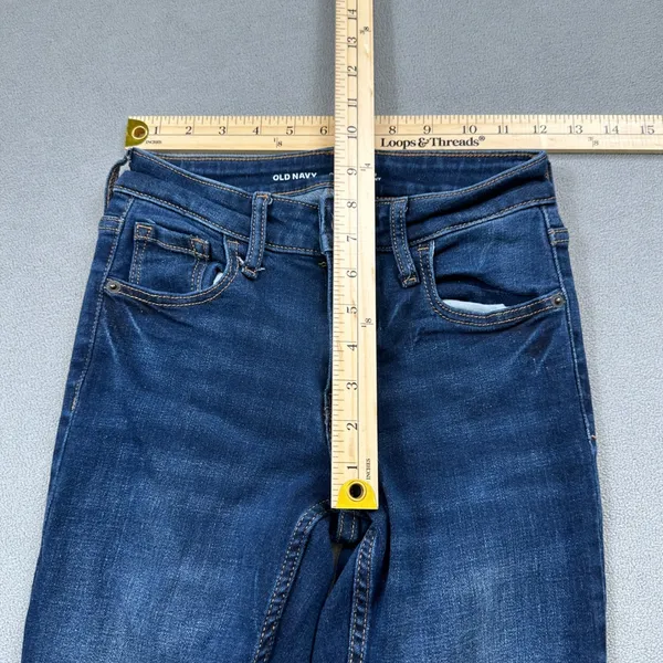 Old Navy Jeans Womens 00 Mid Rise Super Skinny Dark Wash Denim Pants Stretch - Image 4