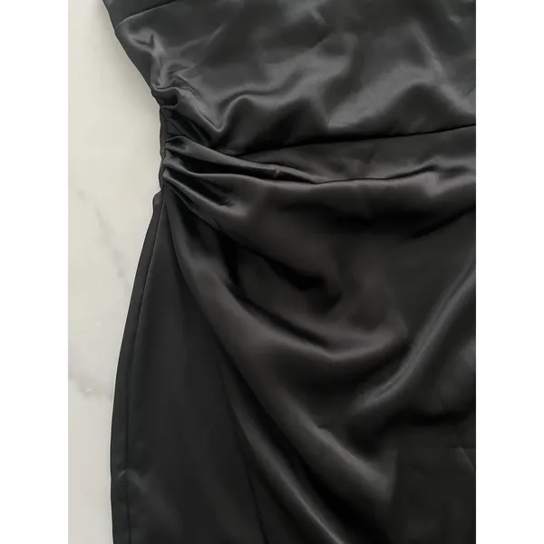Zara Satin mini slip dress Rhinestones Jewel straps Black Size M party glam chic - Image 10
