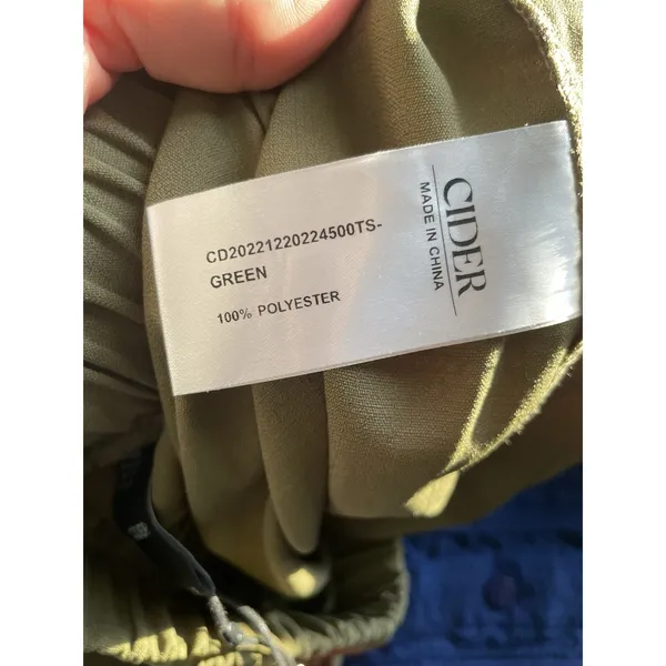 CIDER Green Wide Leg Drawstring Cropped Pants Women 100 Polyester Casual Comfort - Image 6