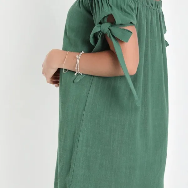 Lulu's Al Fresco Evenings Forest Green Off-the-Shoulder Dress Size M - Image 2