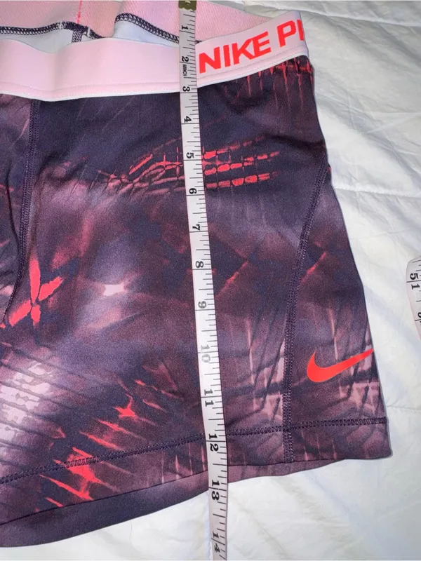 Nike Women's Pink Waistband Purple Graphic Bike Shorts - Image 7