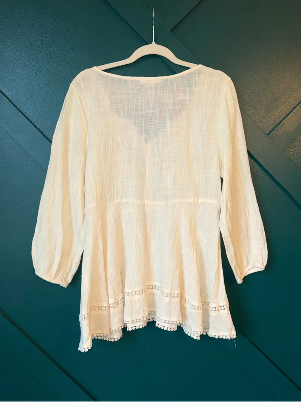 entro Cream Embroidered Peasant Tunic Top - Image 3