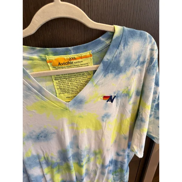 Aviator Nation boyfriend V-neck t-shirt tie-dye xxl - Image 3