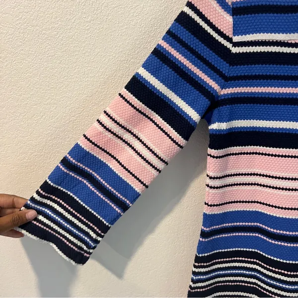 Lilly Pulitzer Bay Dress Striped Blue Pink Textured Stretch Mini Twisted‎ Cutout - Image 9