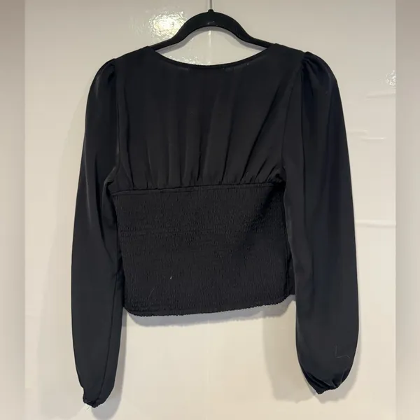 Abercrombie‎ and Fitch black corset puff sleeve crop top - Image 4