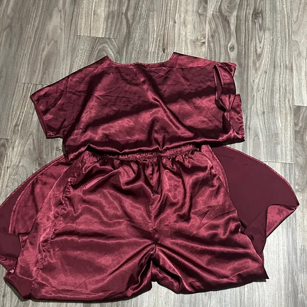 BB Dakota ,wine Red Satin Pajama Set – Silky 2-Piece Sleepwear. - Image 8