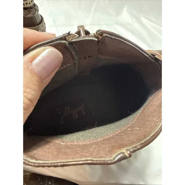 Jellypop Brown Leather Ankle Boots Women's 7.5M Zippered - Image 13