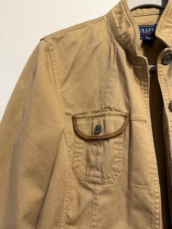 Chaps Denim Women’s Tan Utility Jacket 100% Cotton  Size Medium - Image 3