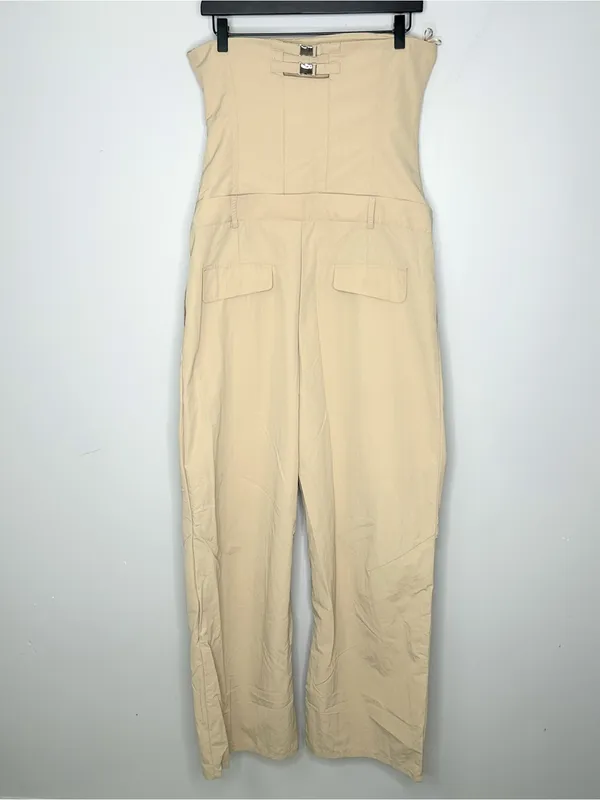 Zara Strapless Beige Jumpsuit Size L NWT - Image 3