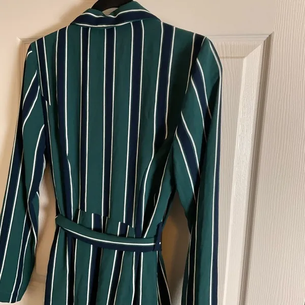Rules of Etiquette Green & Navy Striped Blazer Romper Size Small NWT - Image 7