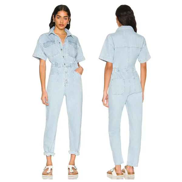 FREE PEOPLE We the Free Marci Denim Jumpsuit Size Medium - Image 9