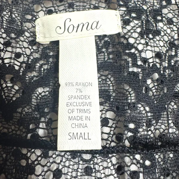 Soma Sleeveless Lace Sleep Nightgown Nightie Polka Dot Black White Small - Image 6