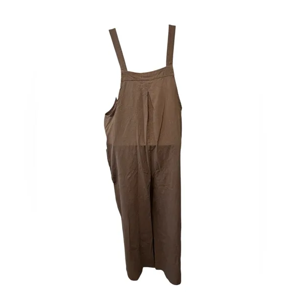 Boutique Cotton Baggy Relaxed Overall Brown Sz S Pockets Button Strap Wide Leg - Image 6