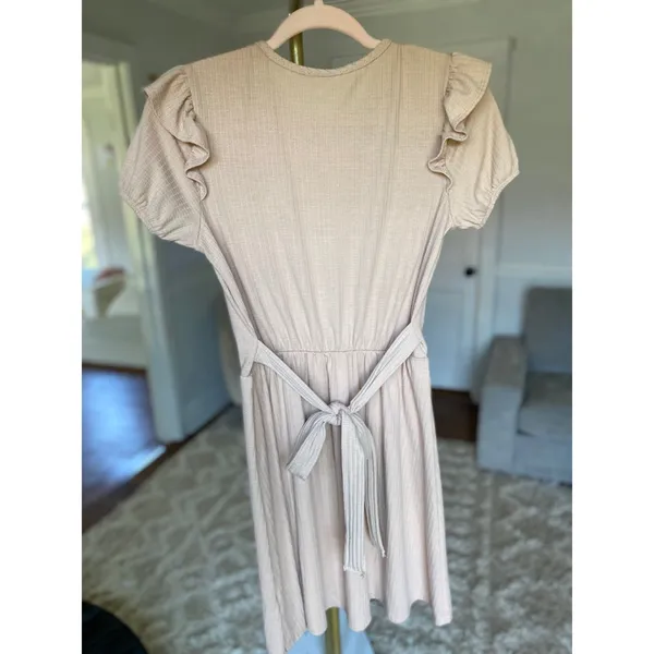 Urban Rose Knit Mini Dress Cottagecore Ruffle Sleeve Summer Wedding Event Ribbed - Image 3