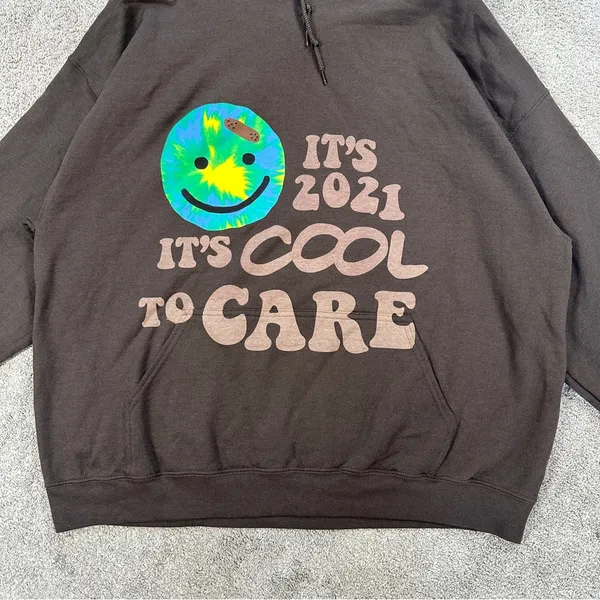 Lonely Ghost Women’s Sweatshirt Hoodie Pullover It’s Cool To Care 2021 Brown XXL - Image 5