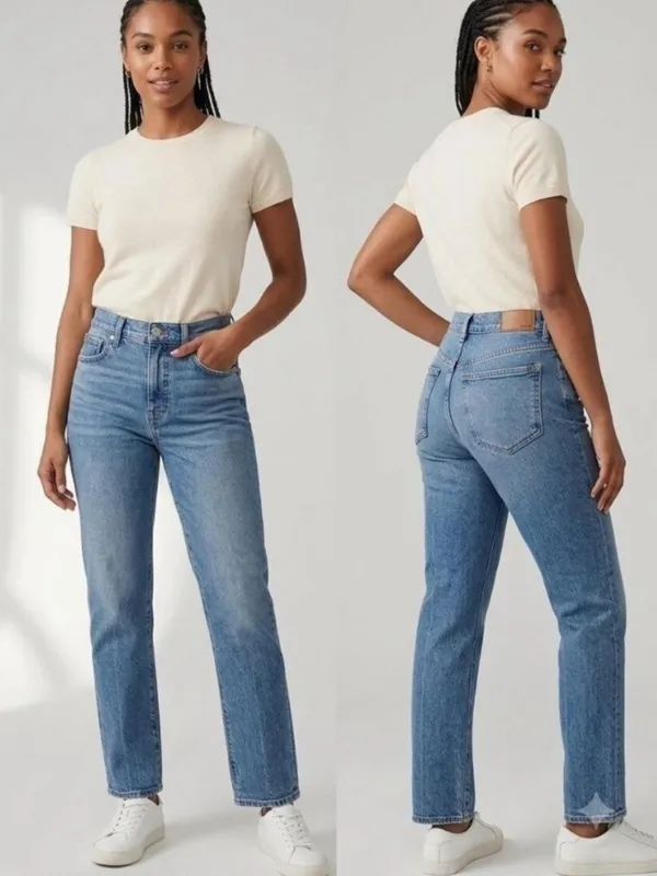 Madewell The '90s Straight Jean Medium Blue Wash Size 27 High Rise Jeans - Image 2