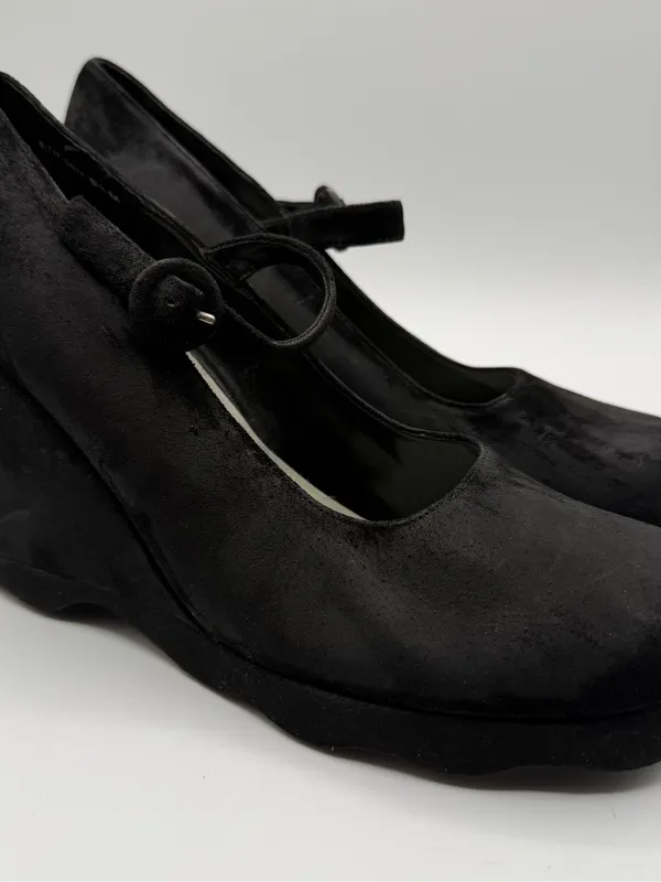 Vintage MIA Betty Y2K Mary Jane Platform Wedge Heels Black Leather 8.5 - Image 2