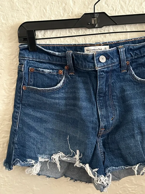 Abercrombie and Fitch the Cutoff Short High Rise Dark Wash Denim Shorts 4 27 - Image 2