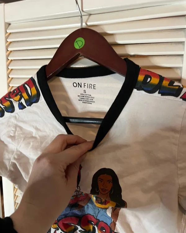 On Fire Small Blessed 3 Teens Baby Doll T Shirt - Image 3