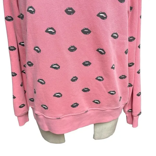 Wildfox Lip‎ Service Sweatshirt Pigment Red Pink Black Size XS - Image 3