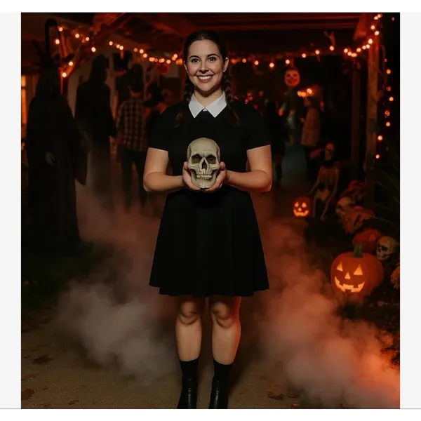 NEW Adam’s Family Wednesday Halloween Costumes Dress & Wig - Image 5
