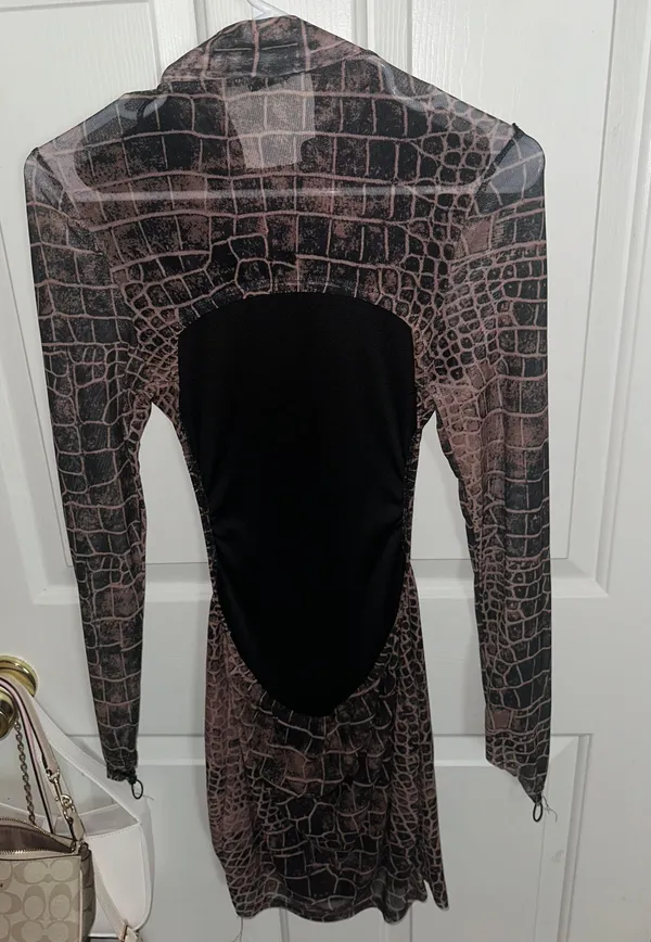 Printed Cutout Dress Brown Size M - Image 2