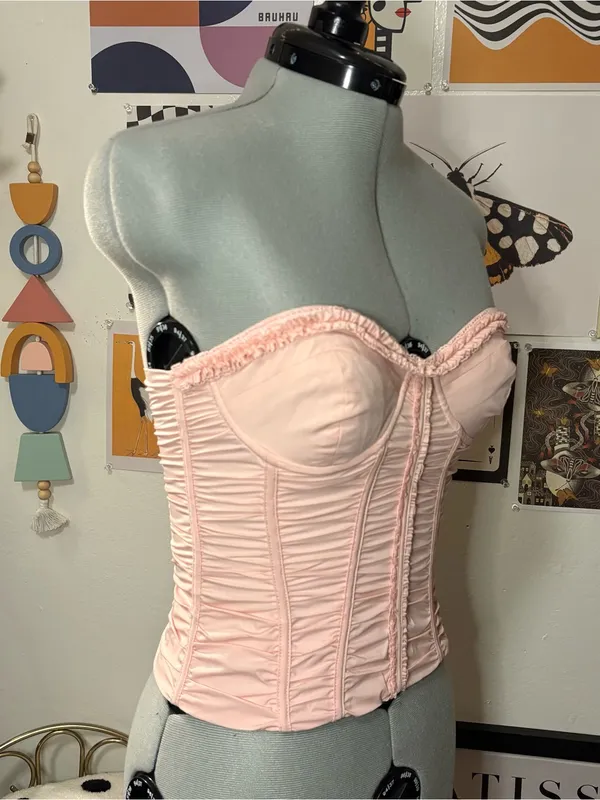White Fox Don’t Judge Me Strapless Bustier Top Baby Pink XS NWT - Image 4