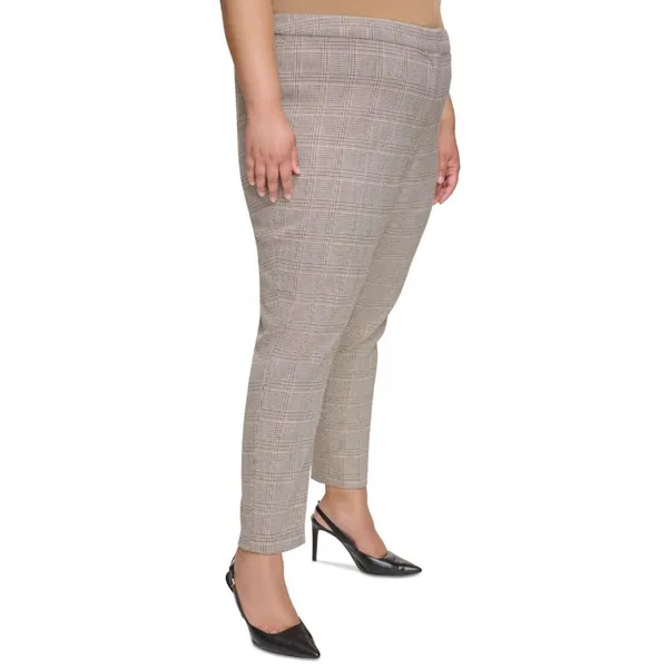 NWT Calvin Klein Plus Size Plaid Ankle Pants X38P6037 16W Luggage Multi Brown - Image 3